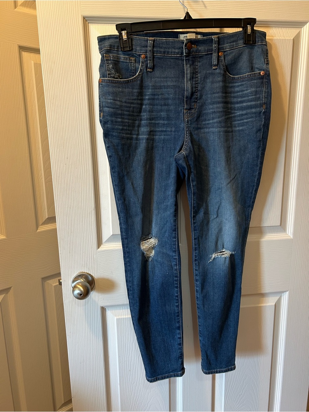 Madewell Size 31 Jeans w/Knee Distress 9 Inch High-Rise Skinny Crop Preowned EUC